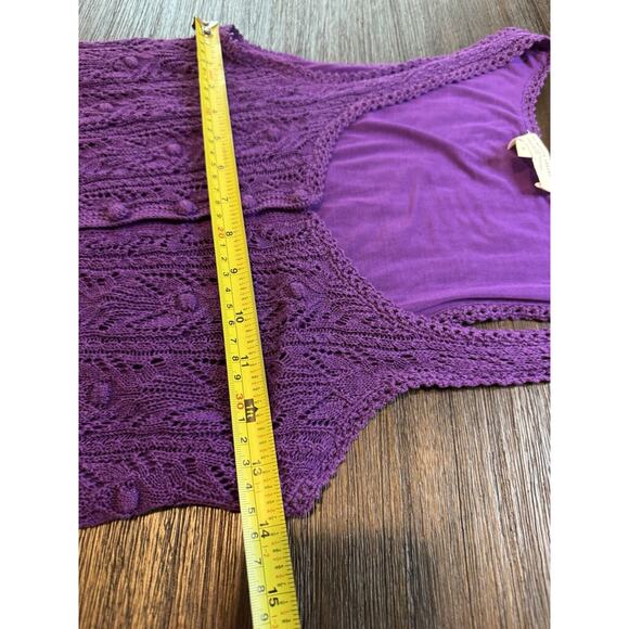 Sezane Crochet Midi Salma Dress Purple Knit Cotton Blend Lined S - Picture 5 of 11